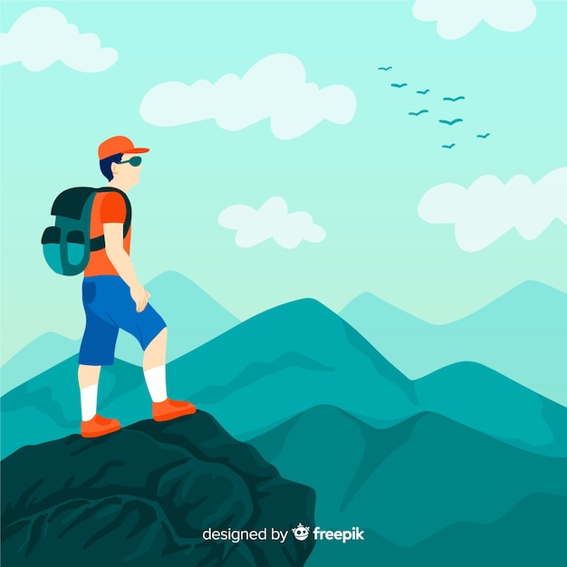 Vector gratuito fondo de explorador con mochila