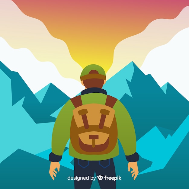 Vector gratuito fondo de explorador con mochila