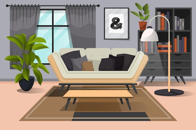 Vector gratuito fondo interior del hogar para videoconferencias