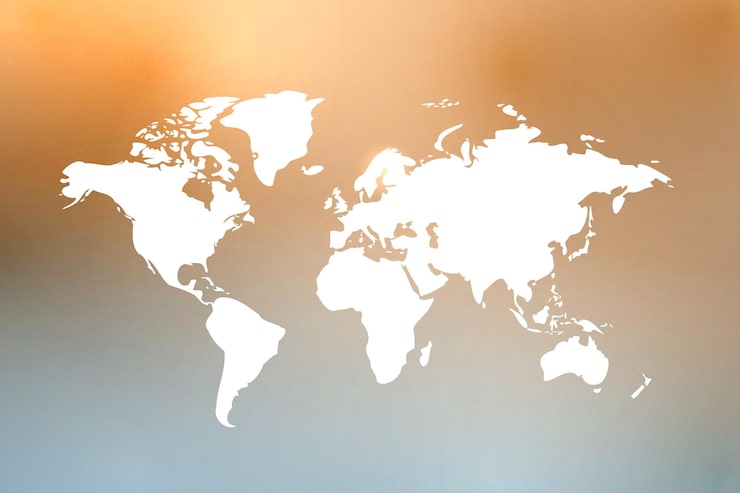 Vector gratuito fondo de mapa mundial blanco simple mostrando continentes y países