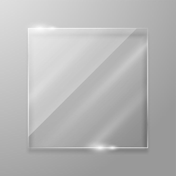 Vector gratuito fondo de marco de acrílico cuadrado limpio y transparente