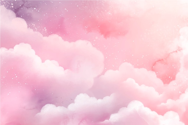 Vector gratuito el fondo de las nubes de algodón de azúcar de acuarela