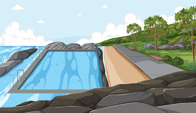 Vector gratuito fondo de la piscina de la playa de sydney bondi