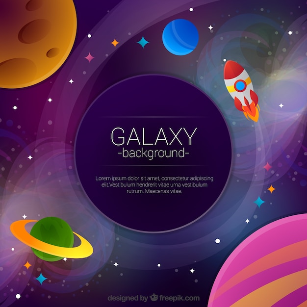 Vector gratuito el fondo de los planetas con el cohete