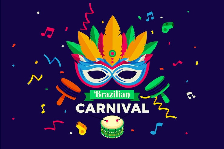 Vector gratuito fondo plano del carnaval brasileño