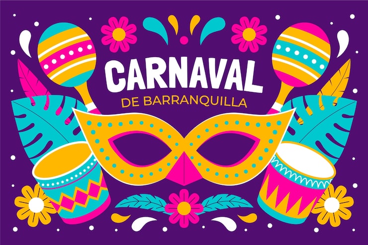 Vector gratuito fondo plano para la celebración del carnaval de barranquilla