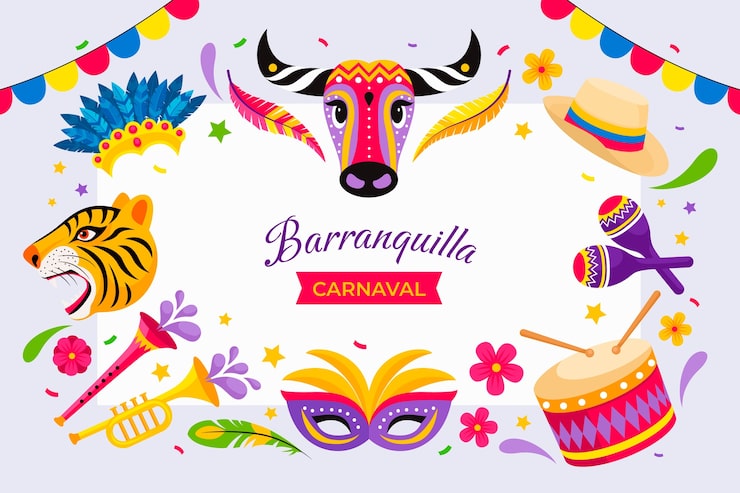 Vector gratuito fondo plano para la celebración del carnaval de barranquilla
