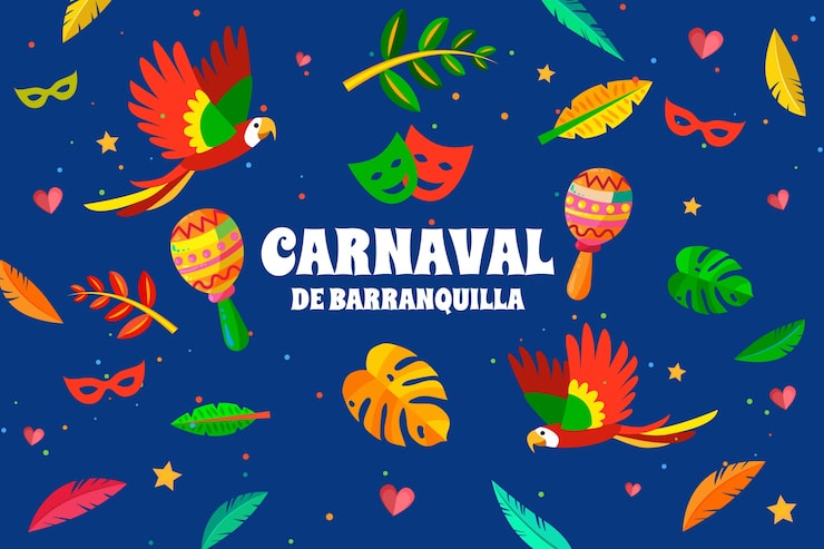 Vector gratuito fondo plano para la celebración del carnaval de barranquilla