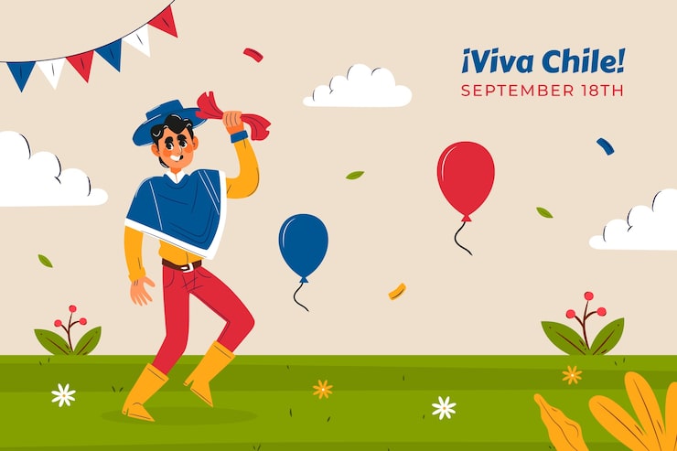 Vector gratuito fondo plano para celebraciones de fiestas patrias chile