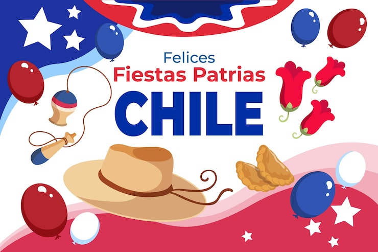 Vector gratuito fondo plano para celebraciones de fiestas patrias chile