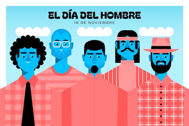 Vector gratuito fondo plano para el día del hombre en español.