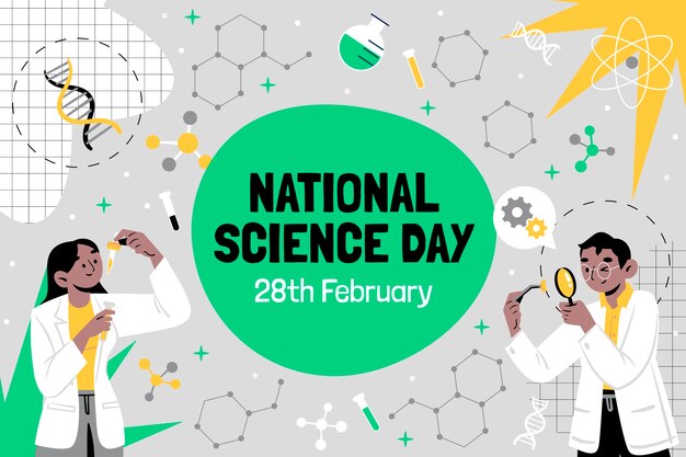 Vector gratuito fondo plano del día nacional de la ciencia