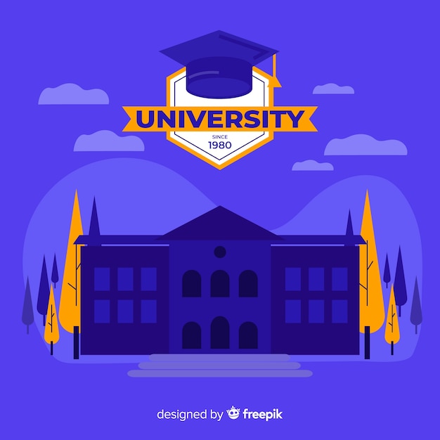 Vector gratuito fondo plano edificio universitario
