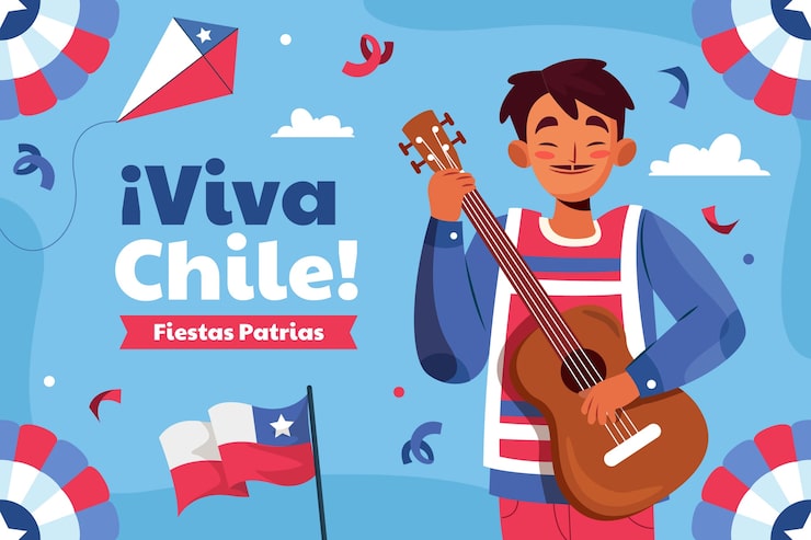 Vector gratuito fondo plano fiestas patrias chile