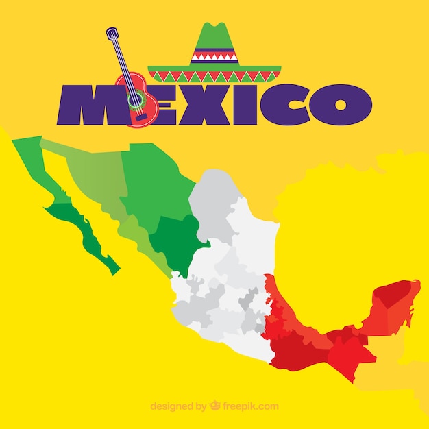 Vector gratuito fondo plano de mapa de méxico