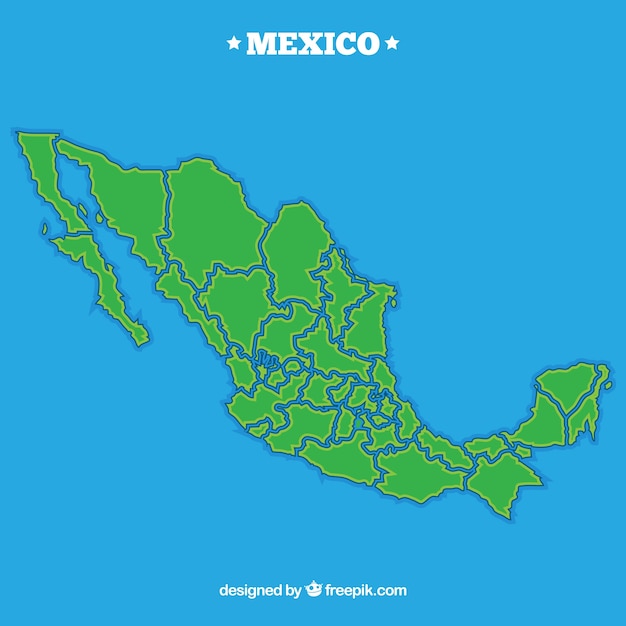 Vector gratuito fondo plano de mapa de méxico