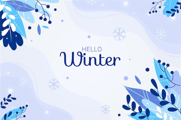 Vector gratuito fondo plano con mensaje de hola invierno