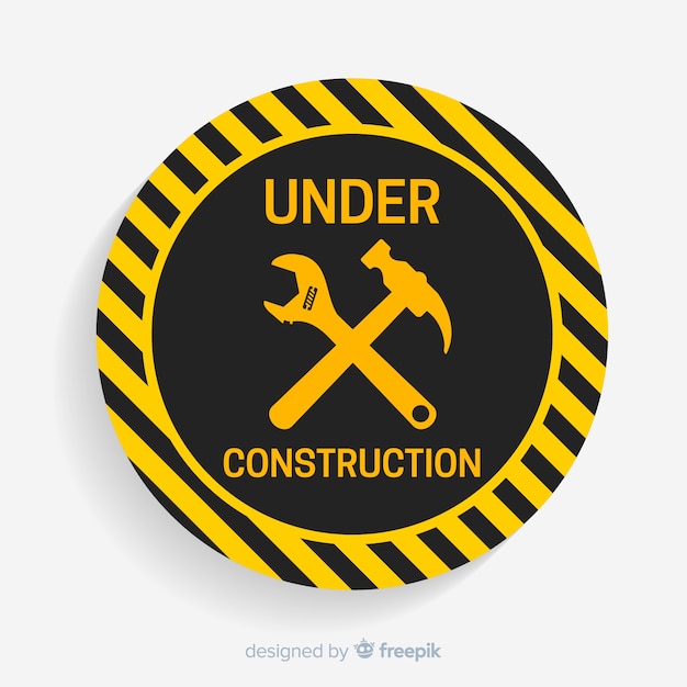Vector gratuito fondo plano señal de advertencia de construcción