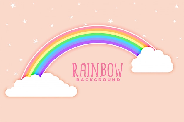 Vector gratuito fondo rosa con arco iris y nubes