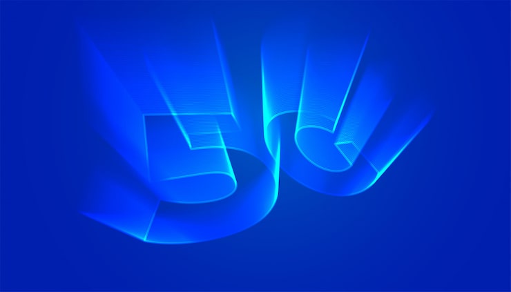 Vector gratuito fondo de tecnología 5g con estilo de brillo de luz holográfica