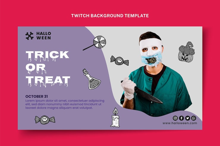 Vector gratuito fondo de twitch de halloween dibujado a mano