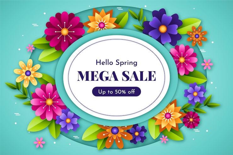 Vector gratuito el fondo de la venta de primavera de estilo papel