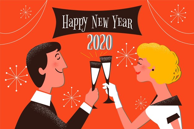 Vector gratuito fondo vintage año nuevo 2020