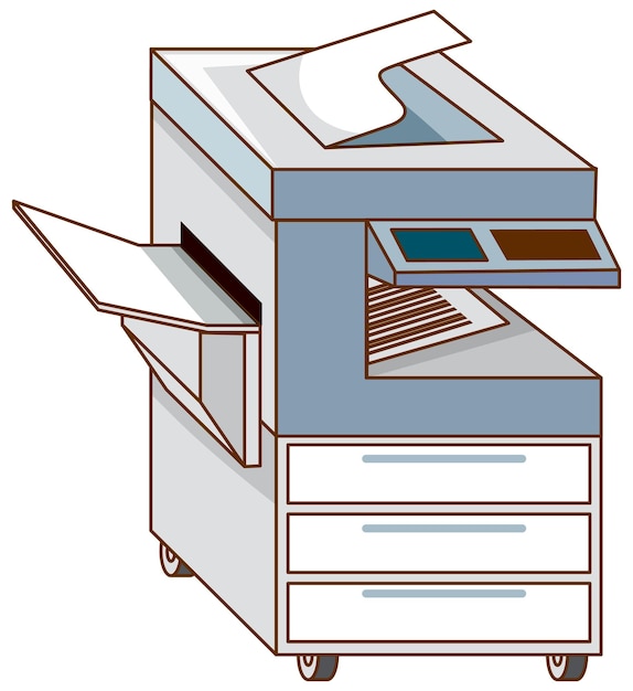 Vector gratuito fotocopiadora sobre fondo blanco.