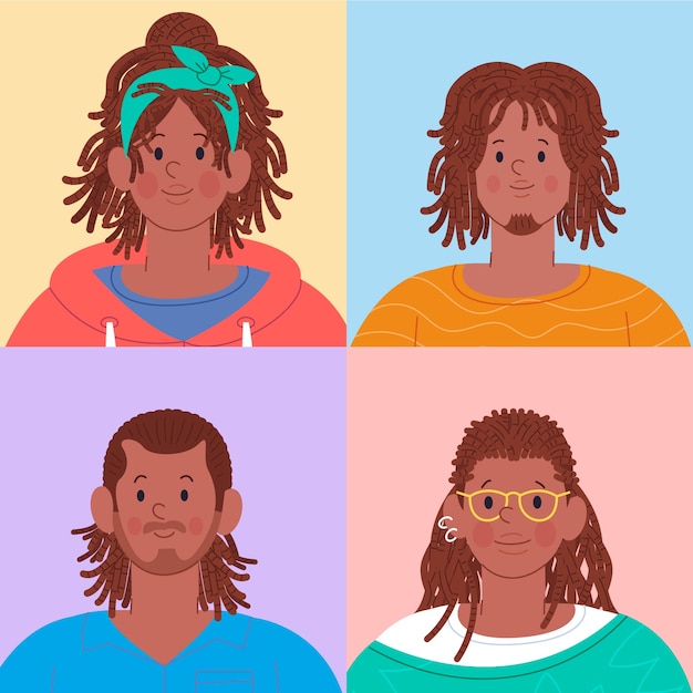 Vector gratuito gente dibujada a mano con ilustración de rastas