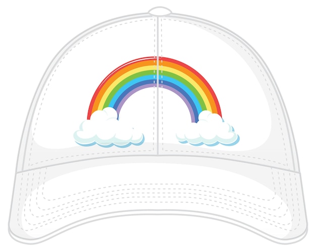 Vector gratuito una gorra blanca con un patrón de arcoíris.