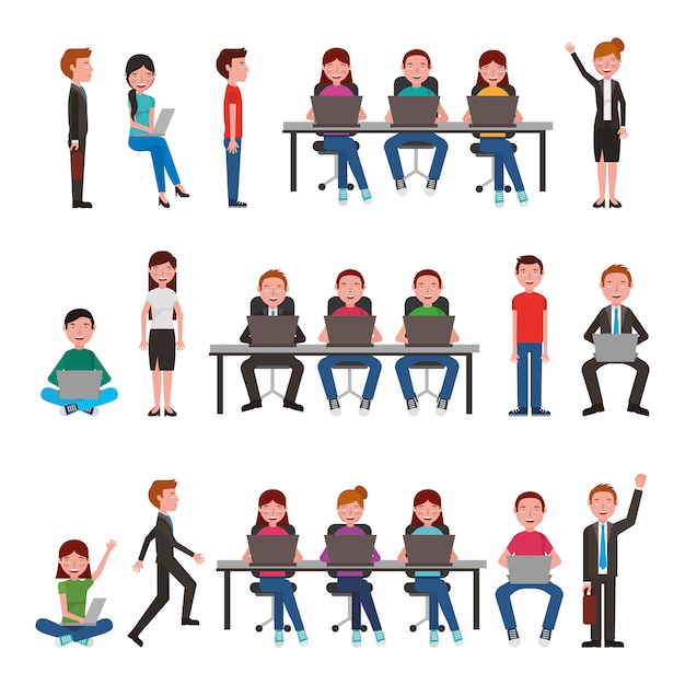 Vector gratuito grupo de jóvenes empresarios