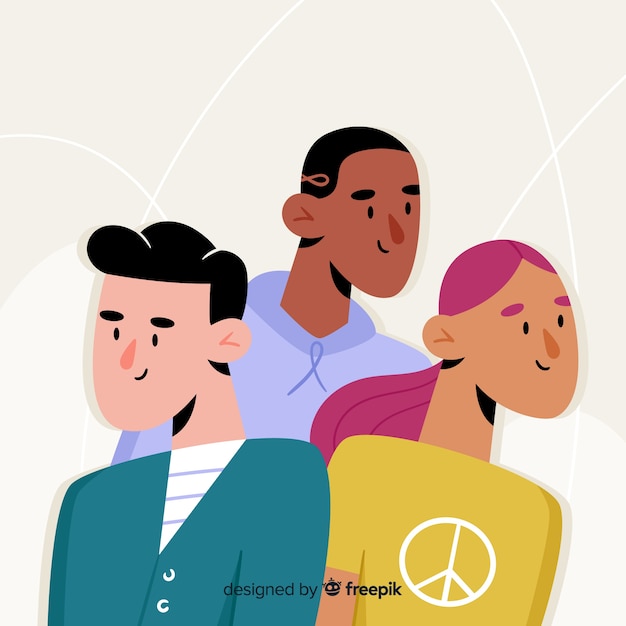 Vector gratuito grupo multiracial de gente