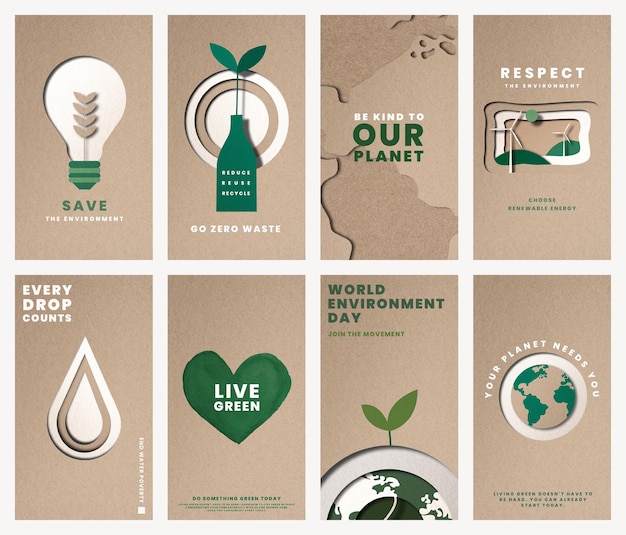 Vector gratuito guarde el vector de plantillas de planeta para el conjunto de campañas del día mundial del medio ambiente
