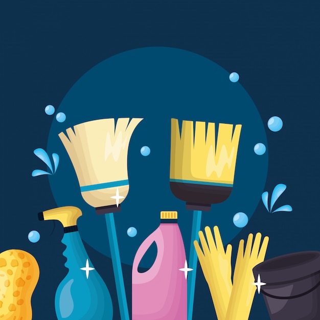 Vector gratuito herramientas de limpieza de primavera
