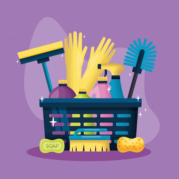 Vector gratuito herramientas de limpieza de primavera