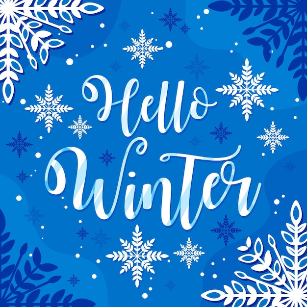 Vector gratuito hola invierno - letras