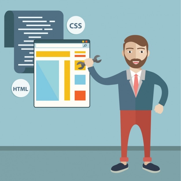 Vector gratuito hombre diseñando una web