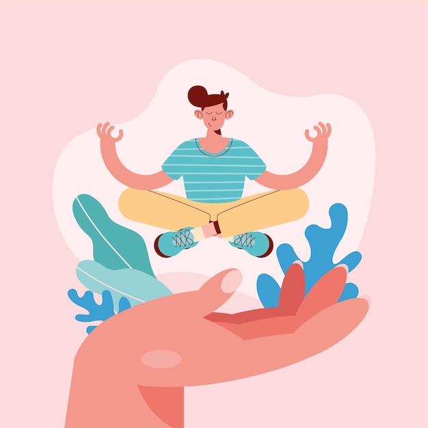 Vector gratuito hombre practicando yoga