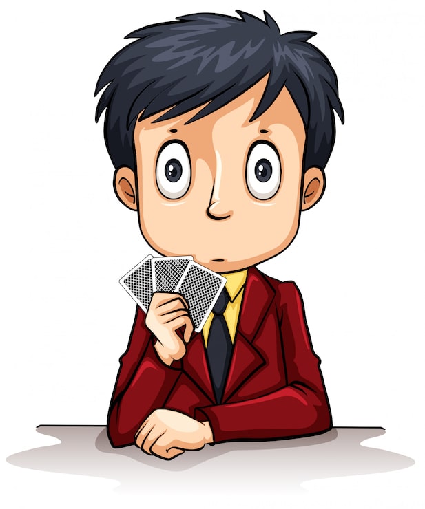 Vector gratuito hombre sujetando cartas de póker