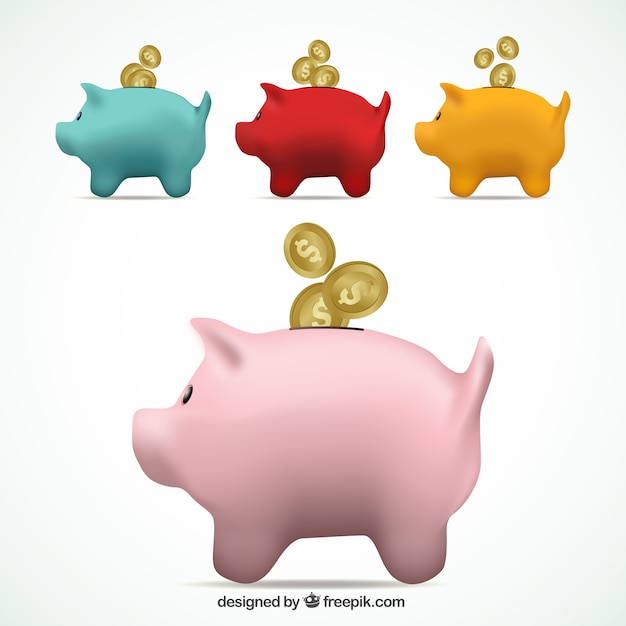 Vector gratuito huchas de cerdito de colores