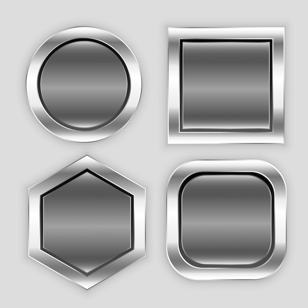 Vector gratuito iconos de botones brillantes en diferentes formas.