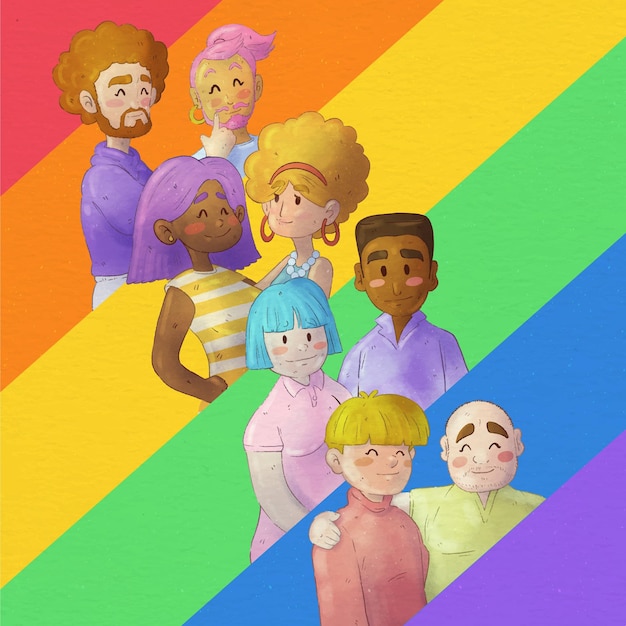 Vector gratuito ilustración de bandera del día del orgullo de acuarela pintada a mano