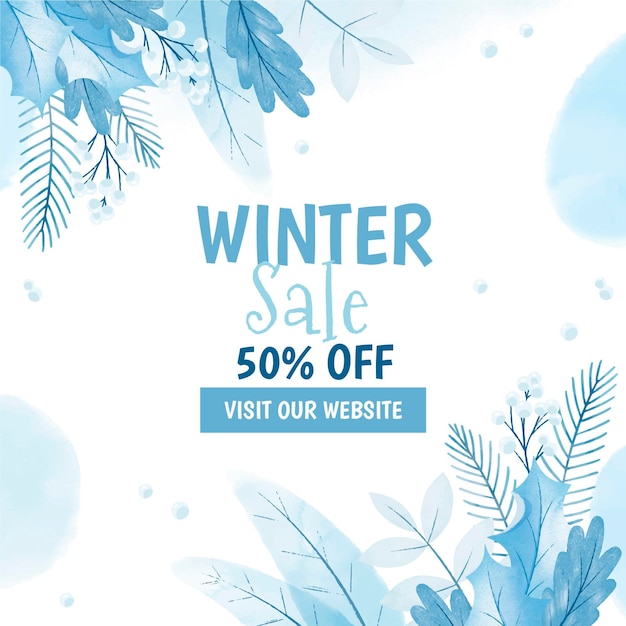 Vector gratuito ilustración de banner de venta de invierno en acuarela