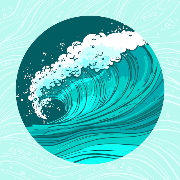 Vector gratuito ilustración del círculo de las olas del mar