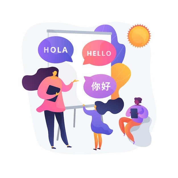Vector gratuito ilustración de concepto abstracto de campamento de aprendizaje de idiomas