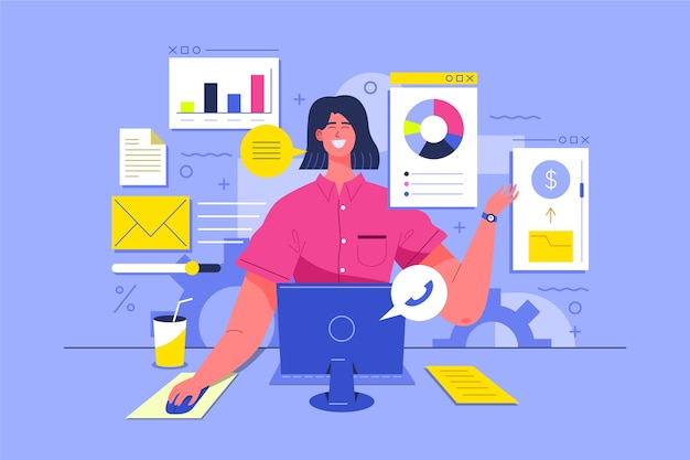 Vector gratuito ilustración con concepto multitarea
