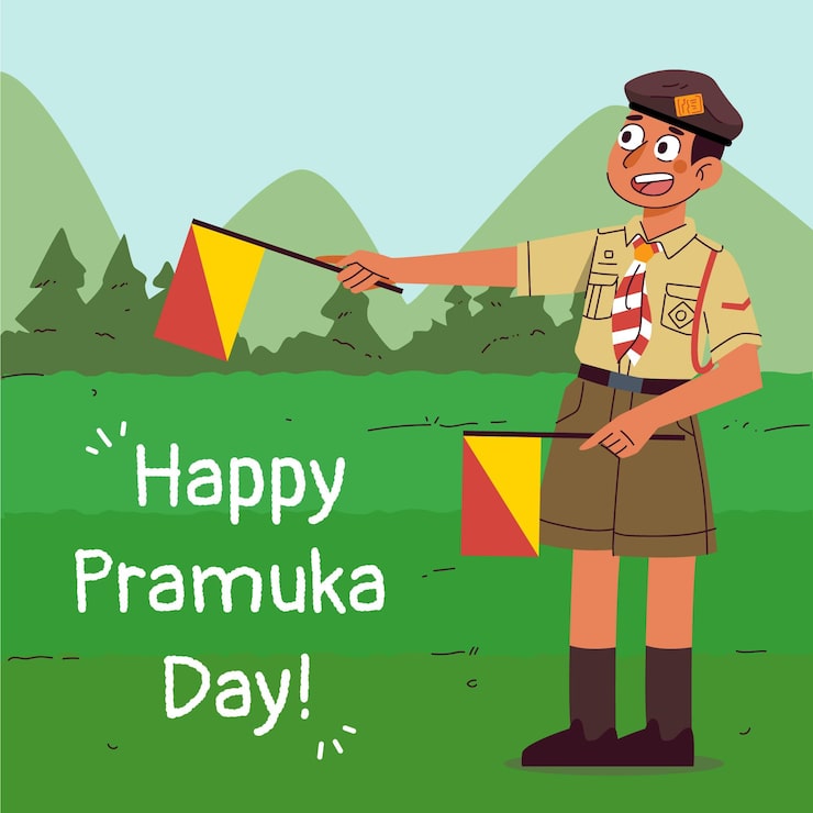 Vector gratuito ilustración del día de pramuka de dibujos animados