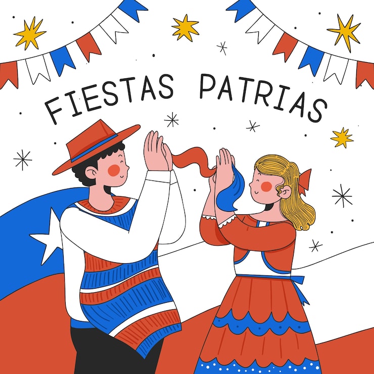 Vector gratuito ilustración dibujada a mano para fiestas patrias chile