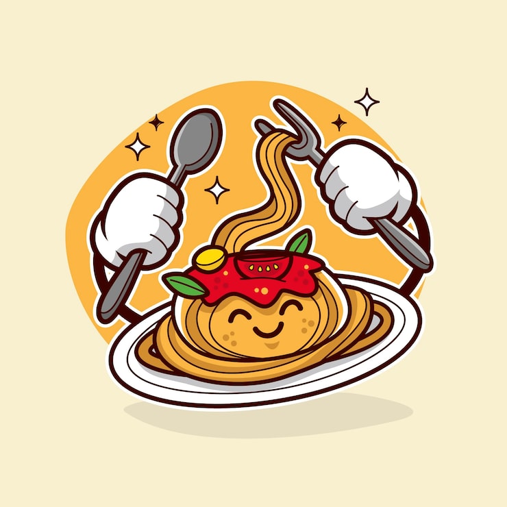 Vector gratuito ilustración de dibujos animados de pasta dibujada a mano