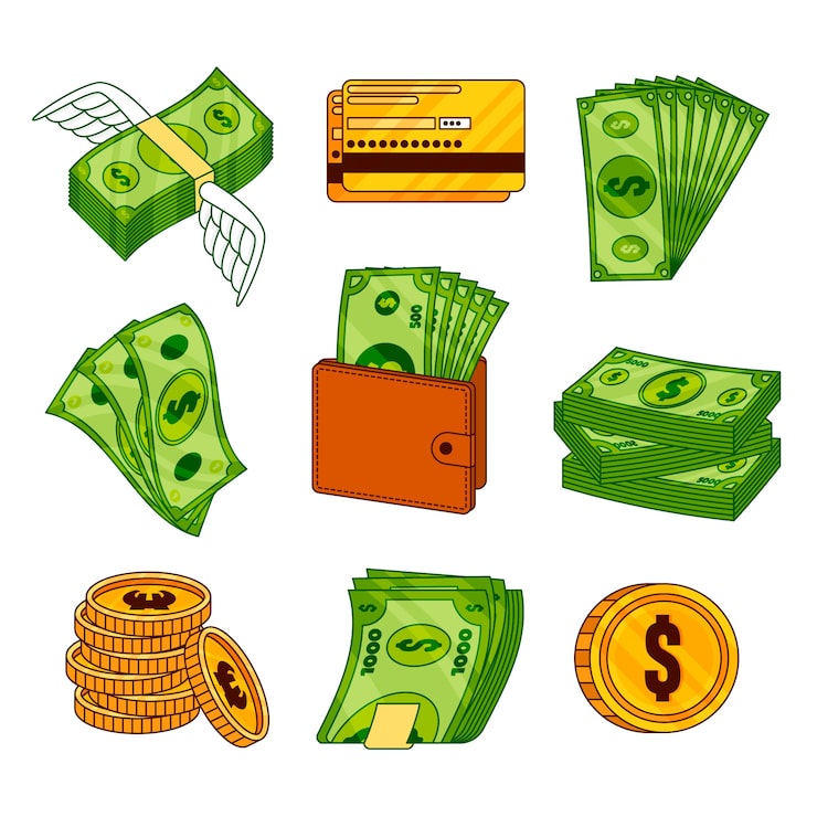 Vector gratuito ilustración de dinero de dibujos animados dibujada a mano
